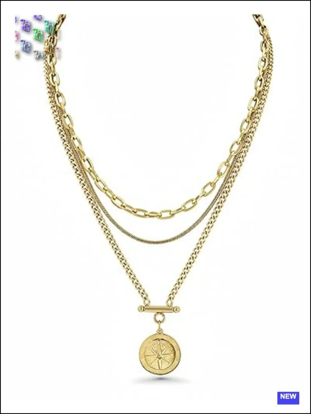 Gold Plated Layered Necklace Set - Dainty Pendant Necklaces for Women
